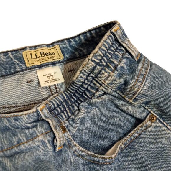 Vntg LL Bean 90s Comfort Waist Jeans 16P Petite HighRise Straight Leg Light Wash - Picture 2 of 12